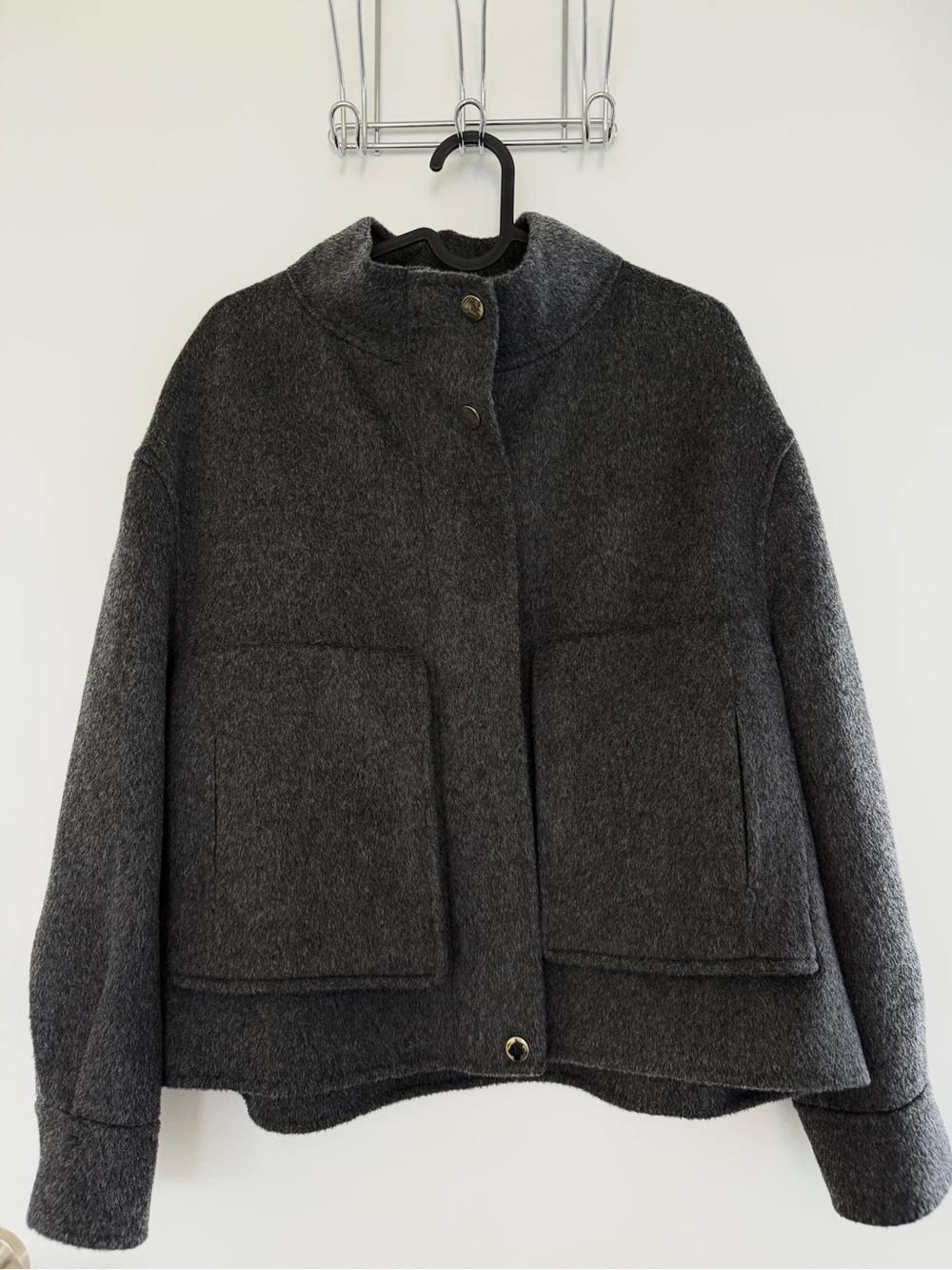 Gray Short Wool Jacket - Minimalist Style